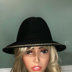 Zara Black Hat with Gold Accent